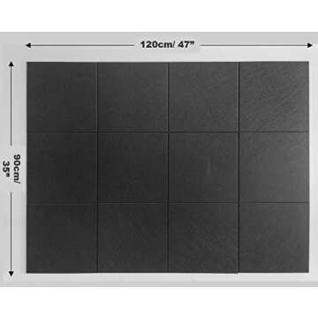 DECORITA Large Cork Board Alternative - 12 Pack Felt Wall Tiles with Safe Removable Adhesive Tabs, Cork Boards for Walls Cork Board for Office Pin Board Tack Board Cork Board 48 x 36 - Black