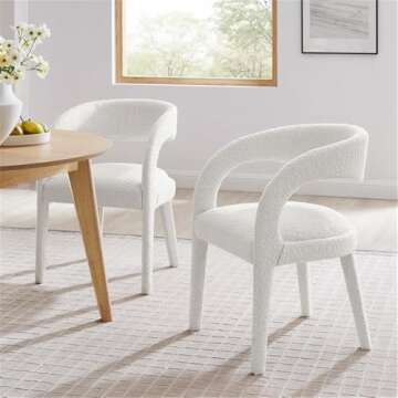 Modway EEI-6562-IVO Pinnacle Boucle Upholstered Dining Chair Set of Two, Ivory