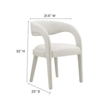 Modway EEI-6562-IVO Pinnacle Boucle Upholstered Dining Chair Set of Two, Ivory