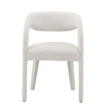 Modway EEI-6562-IVO Pinnacle Boucle Upholstered Dining Chair Set of Two, Ivory