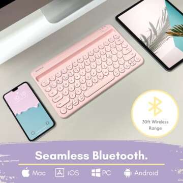 Macally Bluetooth Keyboard for Tablet | Wireless Keyboard for iPad | iPhone Keyboard (Multi-Device, ...