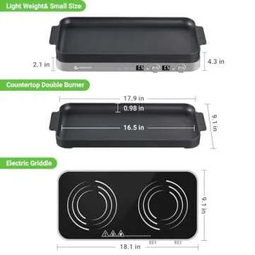 AMZCHEF Double Induction Cooktop with Removable Griddle Pan Non-stick, 1800W 2 burner Portable Induc...