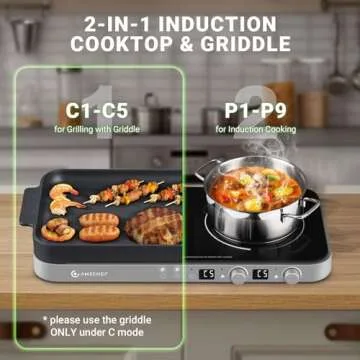 AMZCHEF Double Induction Cooktop with Griddle 1800W Portable