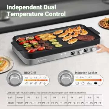 AMZCHEF Double Induction Cooktop with Griddle 1800W Portable