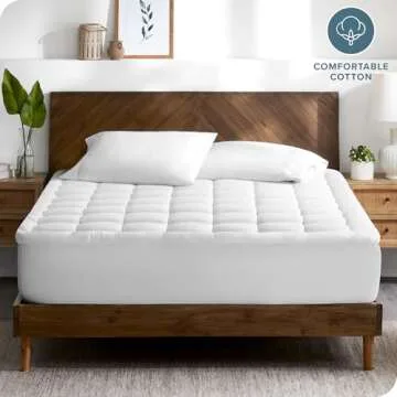 Bare Home Full XL Mattress Cover, White, 100% Cotton Top, Deep Pockets, Machine Washable, Breathable, Down Alternative Fiber Fill