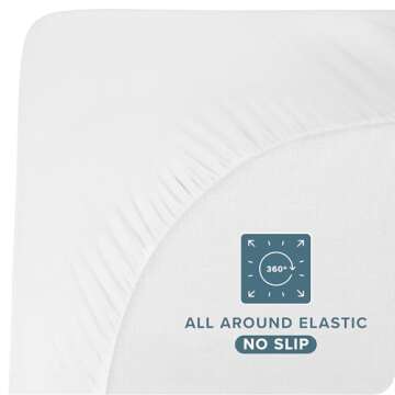 Bare Home Full XL Mattress Cover, White, 100% Cotton Top, Deep Pockets, Machine Washable, Breathable, Down Alternative Fiber Fill
