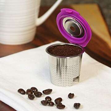 Cafe Flow Stainless Steel Reusable K Cup, 2-Pk by Perfect Pod - Refillable Capsule Cup Metal Coffee Filter for Keurig 1.0, Keurig 2.0, K-Duo, K-Mini and Select Models (See Full Compatibility Chart)