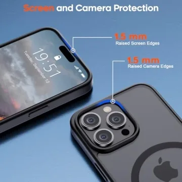 SUPFINE Magnetic for iPhone 15 Pro Case [Compatible with MagSafe] [10 FT Military Grade Drop Protection] Slim Translucent Matte Shockproof with Anti-Fingerprint Phone Case, Black