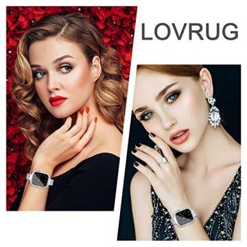 LovRug Band with Case Compatible with Apple Watch 38mm 40mm 42mm 44mm iWatch Series 6/5/4/3/2/1 / SE...