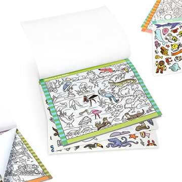 Melissa & Doug Seek & Find Sticker Pad 3-Pack, Around Town, Adventure, Animals, Each Includes 400+ Stickers, 14 Scenes to Color, 14" H x 11.1" W x 0.2"