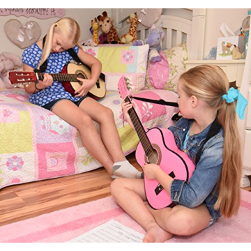 Left Handed Natural Wood Guitar Set for Kids & Beginners