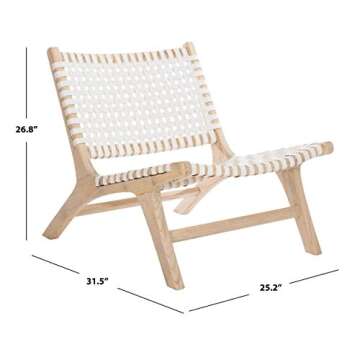 Safavieh Home Luna Natural and White Leather Woven Accent Chair