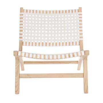 Safavieh Home Luna Natural and White Leather Woven Accent Chair