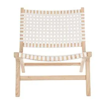 Safavieh Home Luna Natural and White Leather Woven Accent Chair