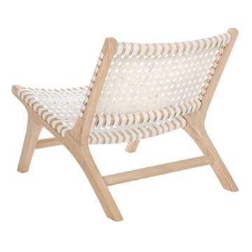 Safavieh Home Luna Natural and White Leather Woven Accent Chair