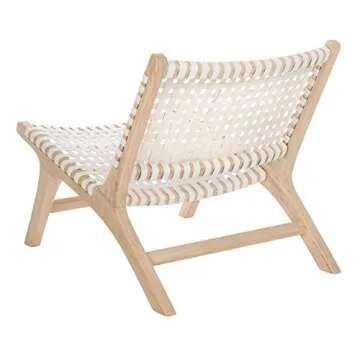 Safavieh Home Luna Natural and White Leather Woven Accent Chair