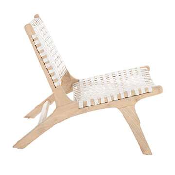 Safavieh Home Luna Natural and White Leather Woven Accent Chair