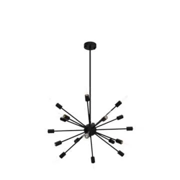 Sputnik Chandeliers Black, Modern 18-Light Farmhouse Pendant Light Mid Century Starburst Lighting Vintage Industrial Ceiling Hanging for Living Dining Room, Bedroom, Kitchen Island, Foyer, Hallway