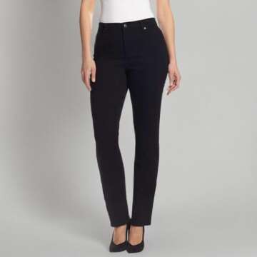 Gloria Vanderbilt Women's Classic Amanda High Rise Tapered Jean, Black, 10 Short