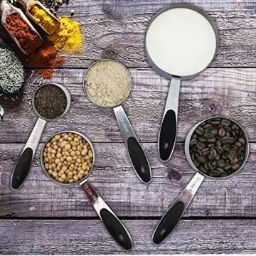 PLERISE Kitchen suit Stainless Steel Measuring Cups and Magnetic Measuring Spoons Set, Premium 11 Piece Set, 5 Measuring Cups & 6 Double Sided Stackable Magnetic Measuring Spoons