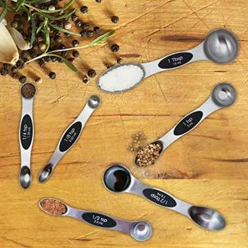 PLERISE Kitchen suit Stainless Steel Measuring Cups and Magnetic Measuring Spoons Set, Premium 11 Piece Set, 5 Measuring Cups & 6 Double Sided Stackable Magnetic Measuring Spoons