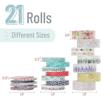 Mr. Pen Washi Tape Set 21 Rolls Creative Floral Designs
