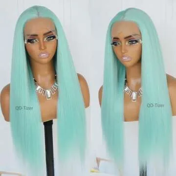 Light Green Synthetic Lace Front Wig for Women 13x4 HD