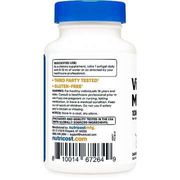 Nutricost Vitamin K2 MK-7 100 mcg Softgels - 240 Count