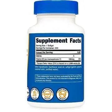 Nutricost Vitamin K2 MK-7 100 mcg Softgels - 240 Count