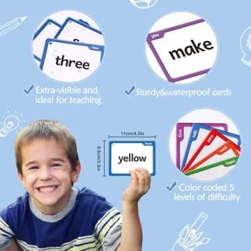 Torlam 520 Sight Words Flash Cards Kindergarten Homeschool Supplies with Card Folders & Rings - High Frequency Site Word for Pre-k Kindergarten 1st 2nd 3rd Grade