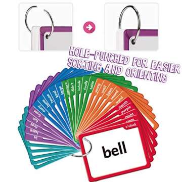 Torlam 520 Sight Words Flash Cards Kindergarten Homeschool Supplies with Card Folders & Rings - High Frequency Site Word for Pre-k Kindergarten 1st 2nd 3rd Grade