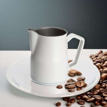 Motta White Stainless Steel Milk Pitcher | 17 Fl Oz Professional Jug - Perfect for Latte Art!