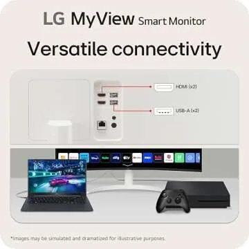 LG 34SR60QC-W 34-inch QHD (3440x1440) Curved MyView Smart Monitor with Streaming, UltraWide Screen, webOS, HDR10, 100Hz, Built-in Speaker, AirPlay2, Screen Share, Bluetooth, ThinQ App, White