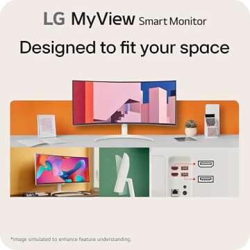 LG 34SR60QC-W 34-inch QHD (3440x1440) Curved MyView Smart Monitor with Streaming, UltraWide Screen, webOS, HDR10, 100Hz, Built-in Speaker, AirPlay2, Screen Share, Bluetooth, ThinQ App, White