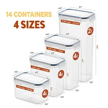 14 Pack Airtight Food Storage Container Set for Kitchen