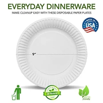 Stock Your Home Bulk Uncoated 9-Inch Paper Plates - 200 Count