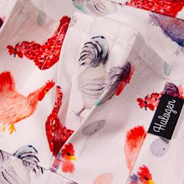 Hulogen - Egg Collection Apron with 12 Pockets for Gathering Chicken, Duck, Goose, and Quail Eggs - Great for Men, Women, and Children (Watercolor Hens)