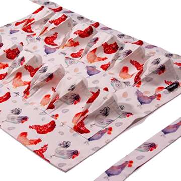 Hulogen - Egg Collection Apron with 12 Pockets for Gathering Chicken, Duck, Goose, and Quail Eggs - Great for Men, Women, and Children (Watercolor Hens)