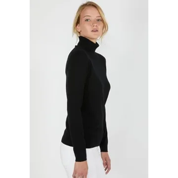 Luxurious Black Cashmere Turtleneck Sweater for Women