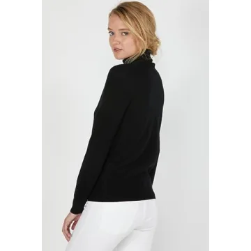 Luxurious Black Cashmere Turtleneck Sweater for Women