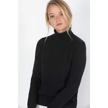 Luxurious Black Cashmere Turtleneck Sweater for Women