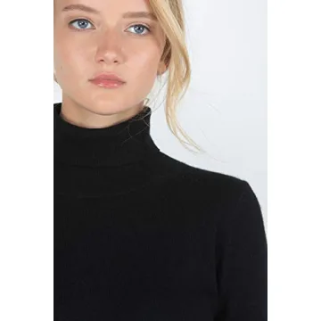 Luxurious Black Cashmere Turtleneck Sweater for Women