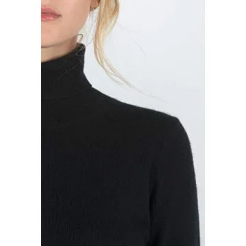 Luxurious Black Cashmere Turtleneck Sweater for Women