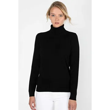 Luxurious Black Cashmere Turtleneck Sweater for Women