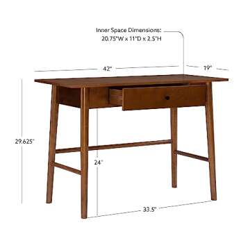 Melissa Mid Century Walnut Desk by Linon