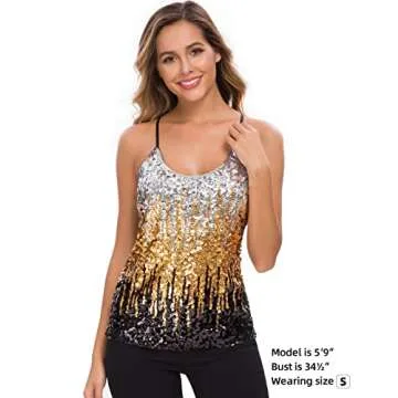 MANER Women’s Sequin Tank Top for Parties & Performances
