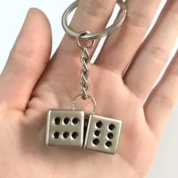 Lucky Silver Metal Dice Keychain - Stylish & Durable