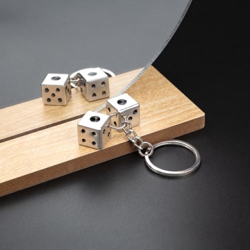 Lucky Silver Metal Dice Keychain - Stylish & Durable