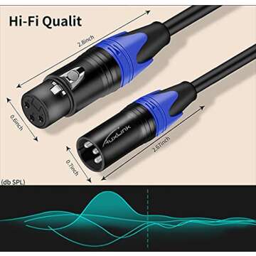 AuxLink XLR Microphone Cable, XLR Cables 15ft 2 Pack, XLR Male to Female Microphone Cable 3 Pin Suitable for Speaker Systems, Radio Station, Stage Lighting and More