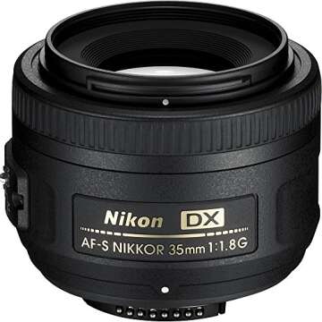 Nikon AF-S DX NIKKOR 35mm f/1.8G Lens with Auto Focus for Nikon DSLR Cameras, 2183, Black